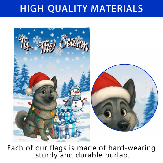 Tis The Season Winter Hound Group Linen Garden Flag