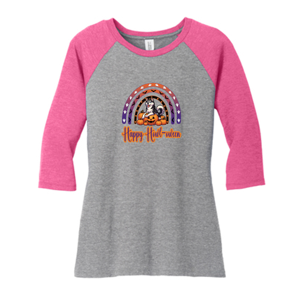 Siberian Husky Howl-oween DM136L District ® Women’s Perfect Tri ® 3/4-Sleeve Raglan