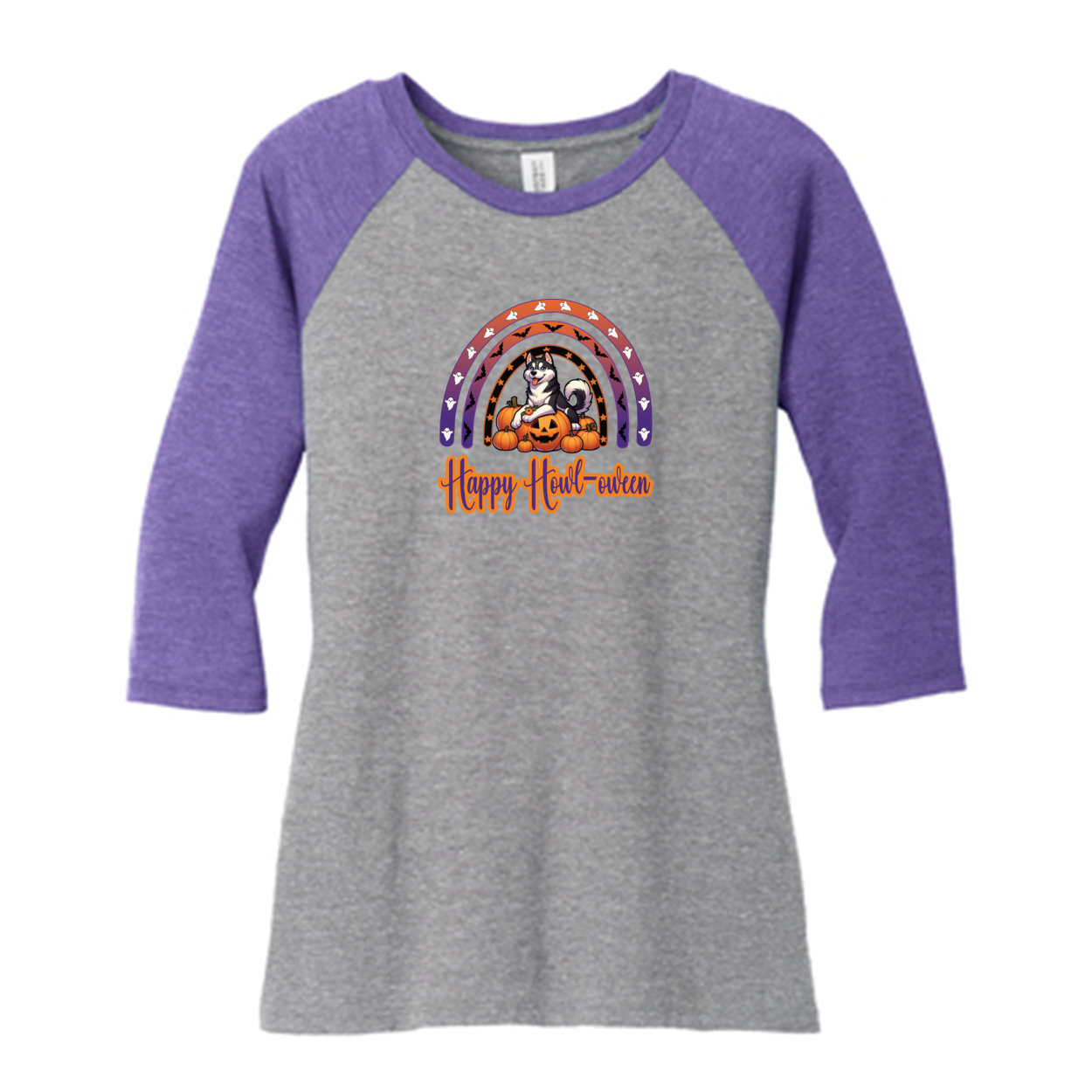 Siberian Husky Howl-oween DM136L District ® Women’s Perfect Tri ® 3/4-Sleeve Raglan
