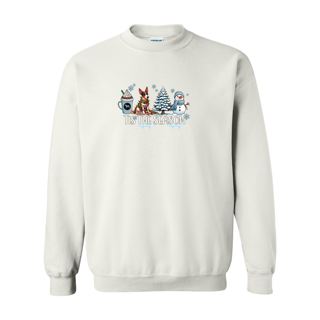 Rat Terrier Tis The Season Winter Heavy Blend Crewneck Sweatshirt - WagALotBowWow