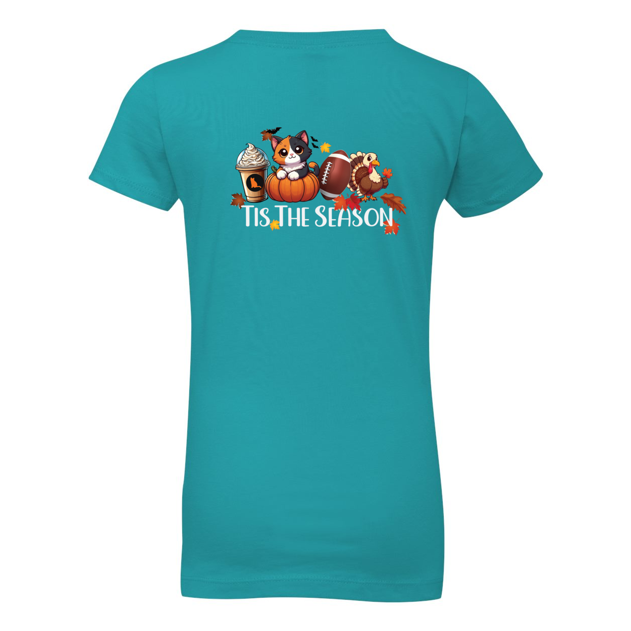 Calico Cat Tis The Season Fall Front/Back Girls' The Princess Tee - WagALotBowWow