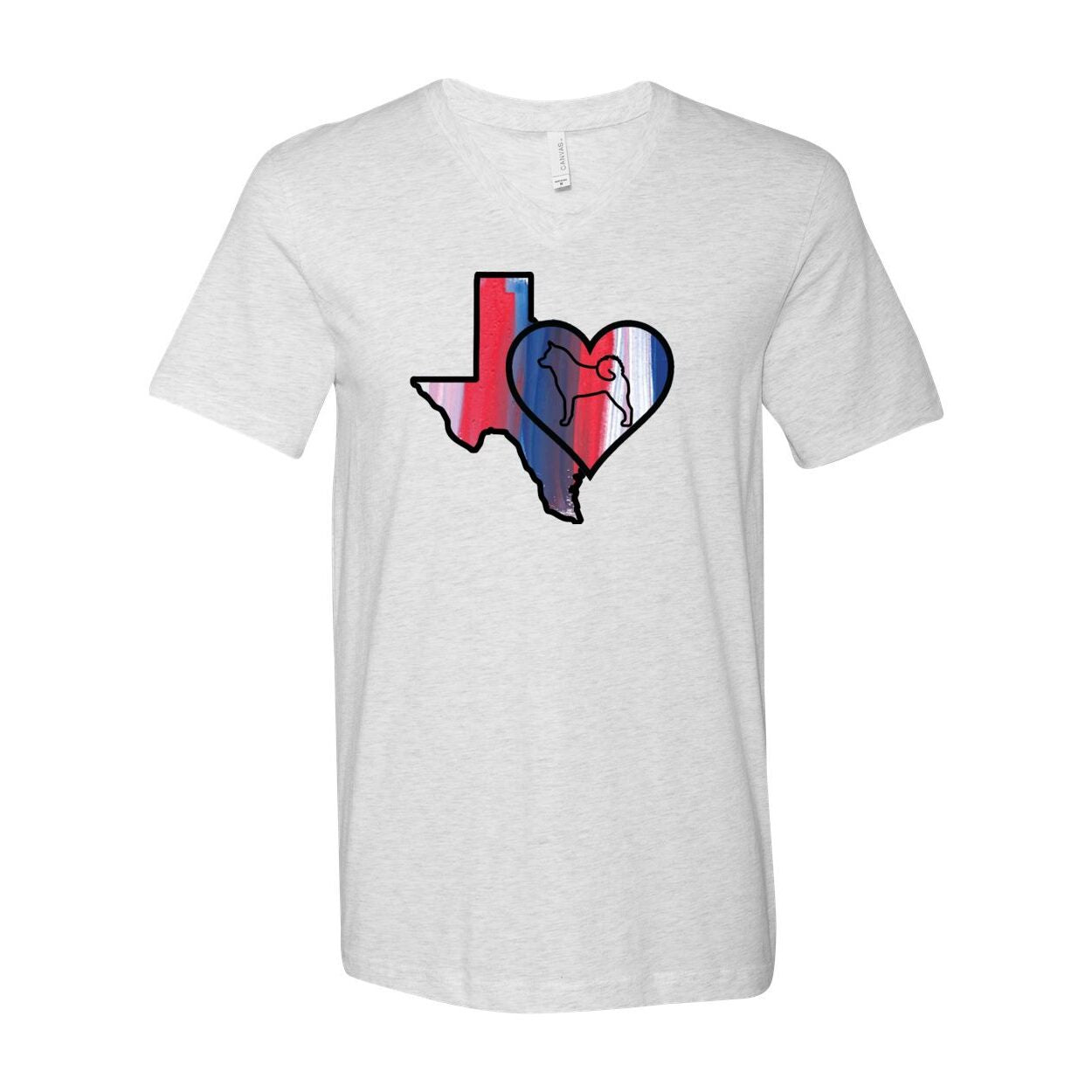 Texas Heart Akita Unisex Short Sleeve V-Neck Jersey Tee