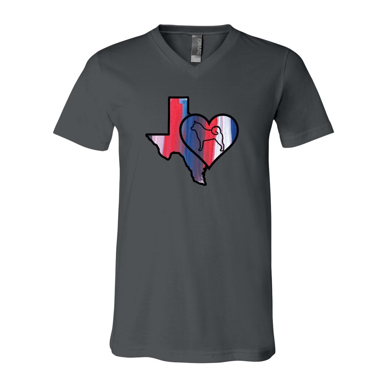 Texas Heart Akita Unisex Short Sleeve V-Neck Jersey Tee