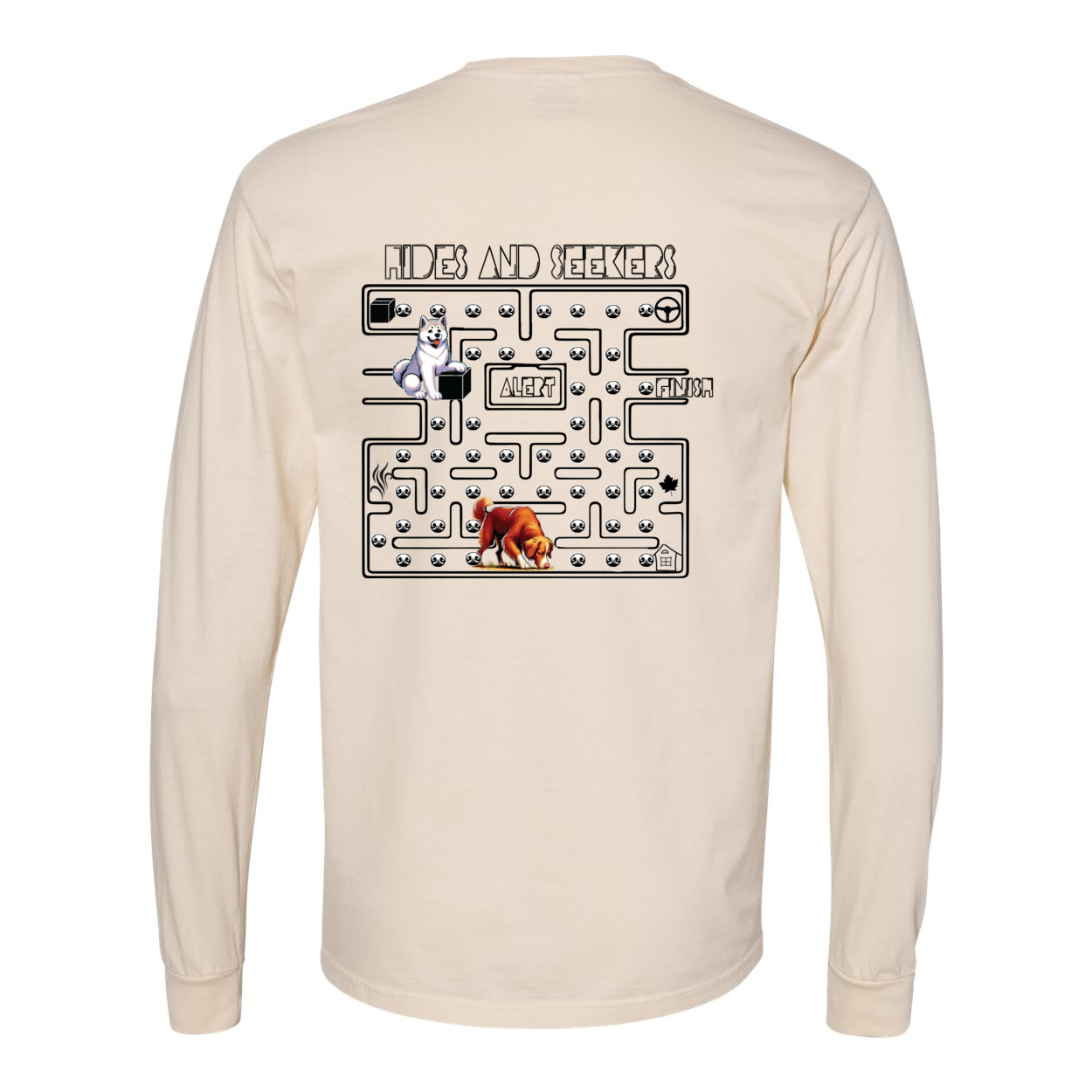 River Maze Scent Garment Dyed Heavyweight Ringspun Long Sleeve T-Shirt - WagALotBowWow