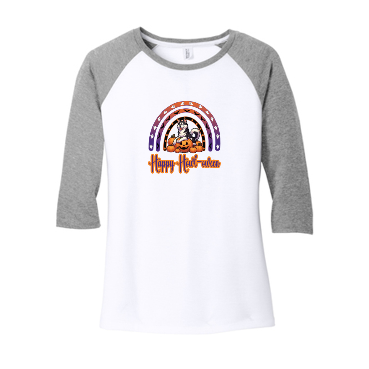 Siberian Husky Howl-oween DM136L District ® Women’s Perfect Tri ® 3/4-Sleeve Raglan