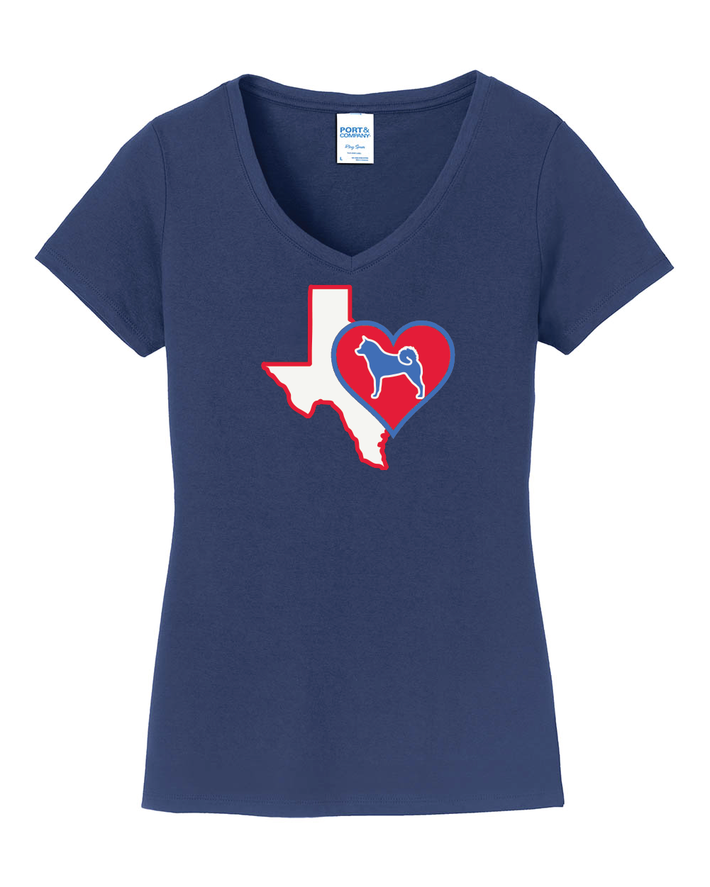 Texas Heart Akita LPC450V Port & Company® Ladies Fan Favorite™ V-Neck Tee