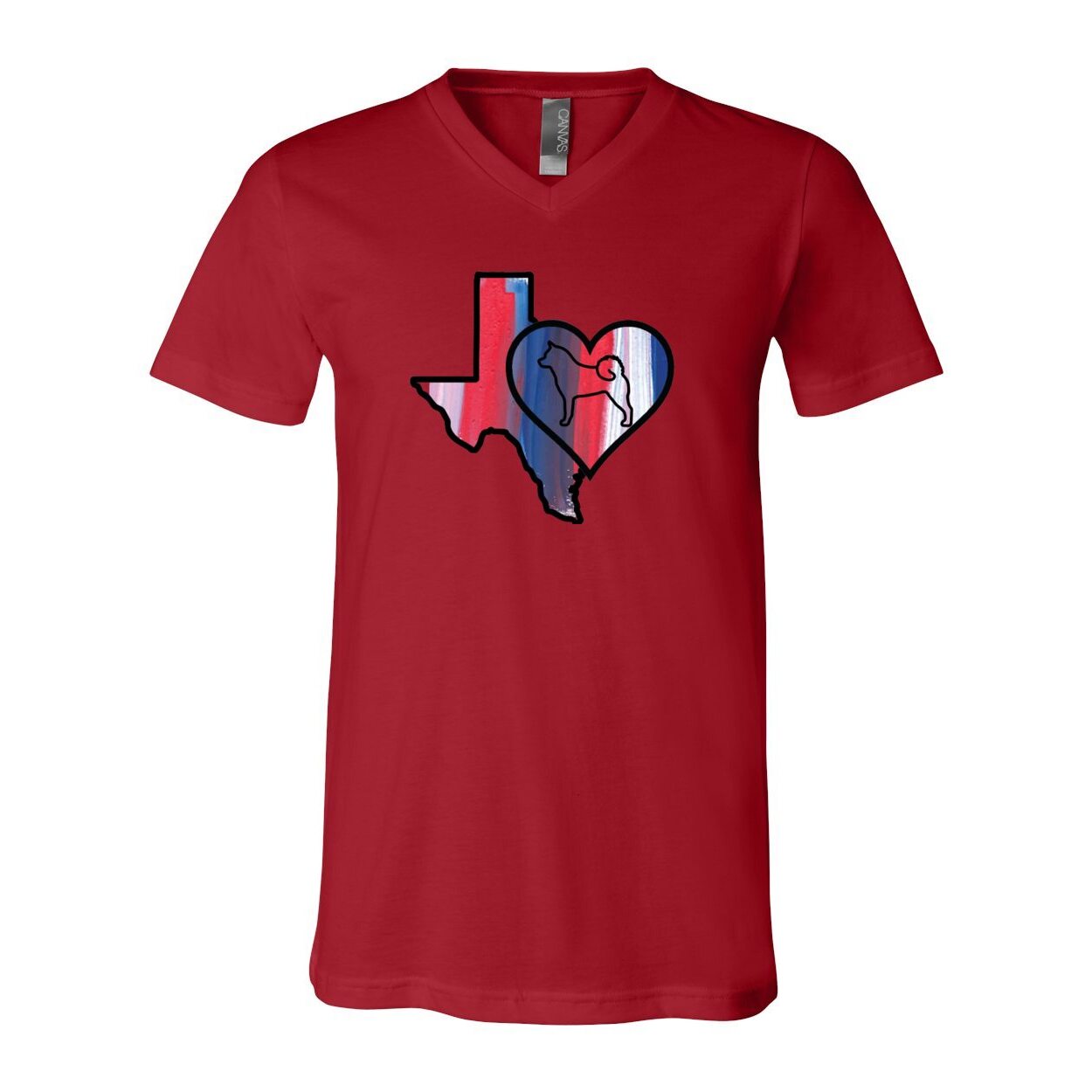 Texas Heart Akita Unisex Short Sleeve V-Neck Jersey Tee