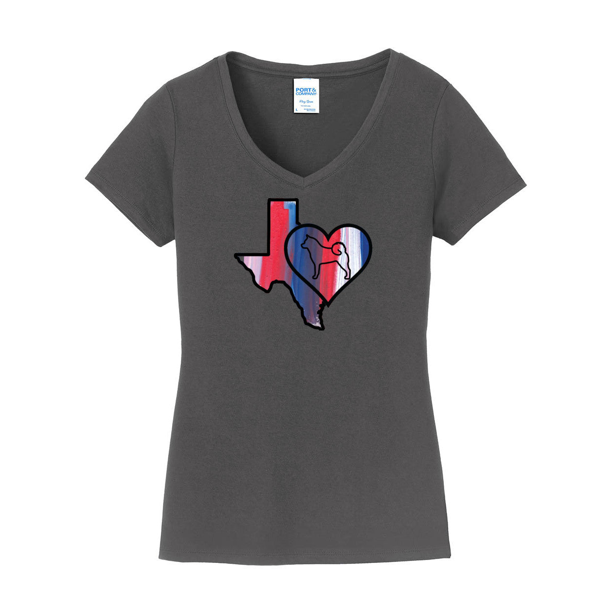 Texas Heart Akita LPC450V Port & Company® Ladies Fan Favorite™ V-Neck Tee