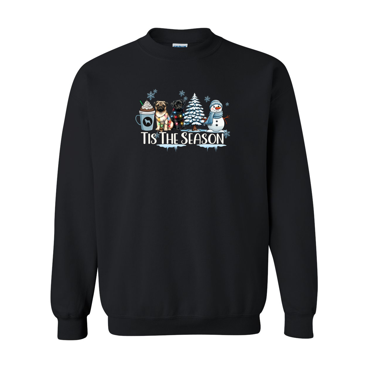 Pug Tis The Season Winter Heavy Blend Crewneck Sweatshirt - WagALotBowWow
