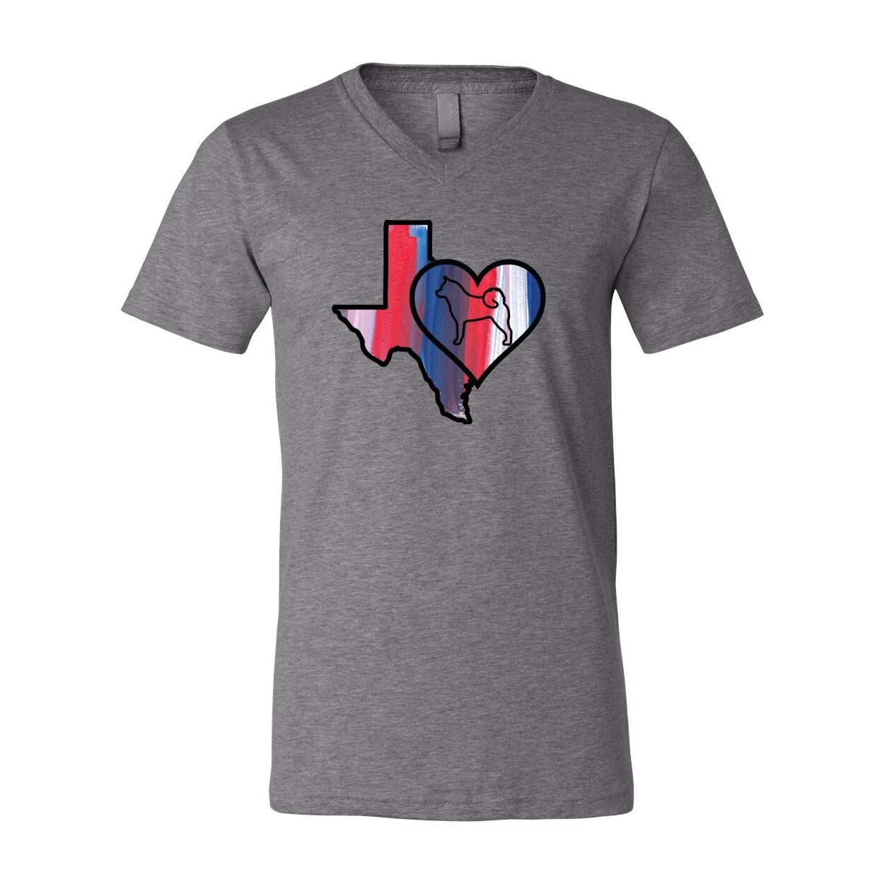 Texas Heart Akita Unisex Short Sleeve V-Neck Jersey Tee