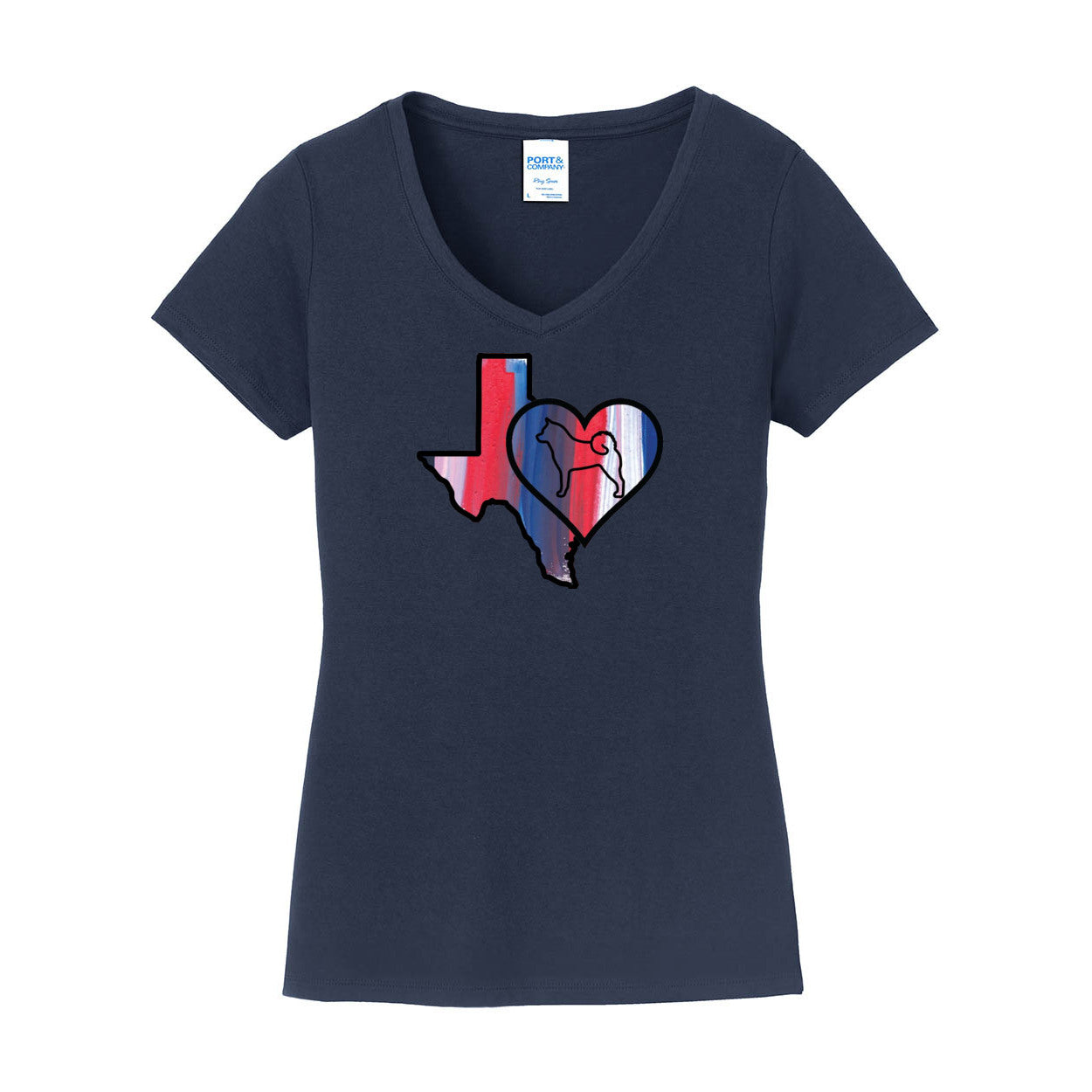 Texas Heart Akita LPC450V Port & Company® Ladies Fan Favorite™ V-Neck Tee