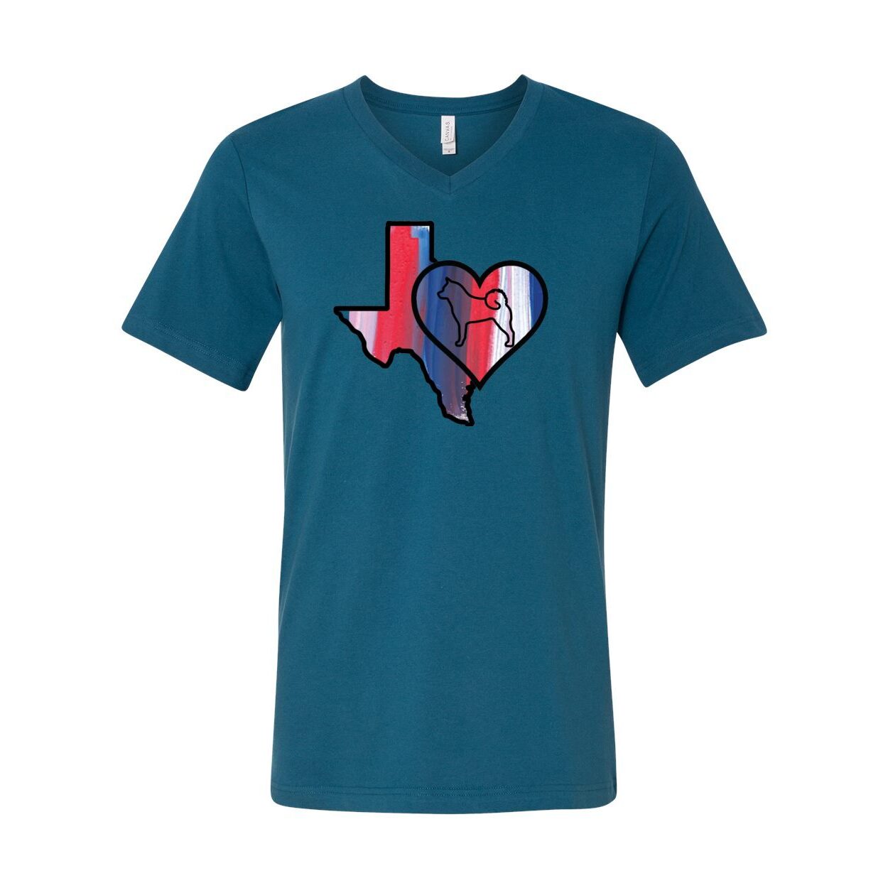 Texas Heart Akita Unisex Short Sleeve V-Neck Jersey Tee