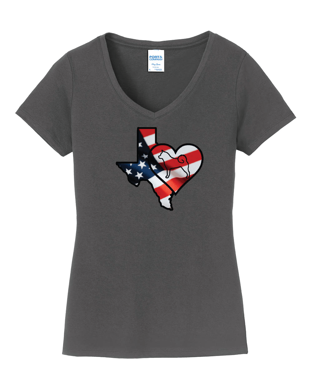 Texas Heart Akita LPC450V Port & Company® Ladies Fan Favorite™ V-Neck Tee
