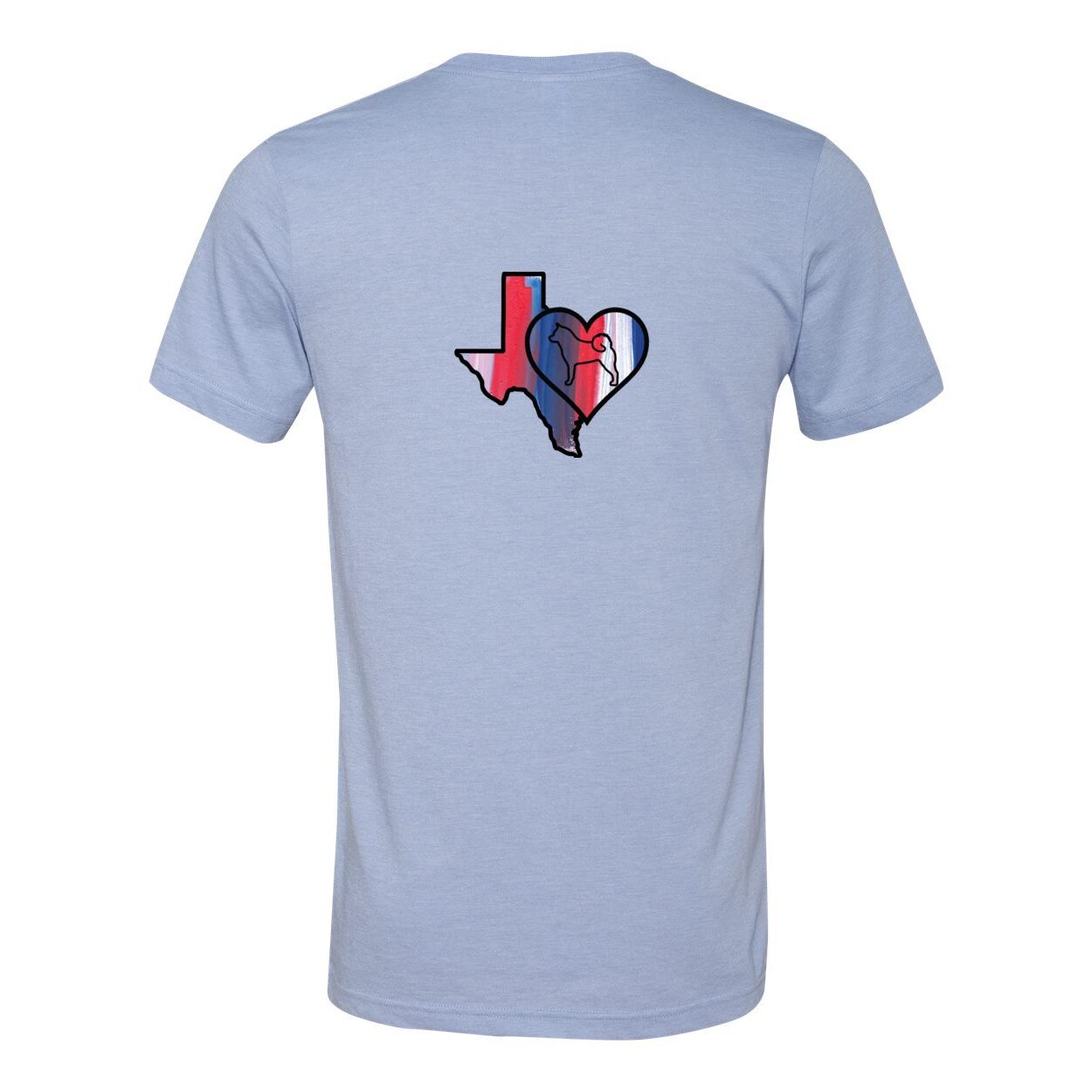 Texas Heart Akita Front/Back Unisex Short Sleeve Jersey Tee