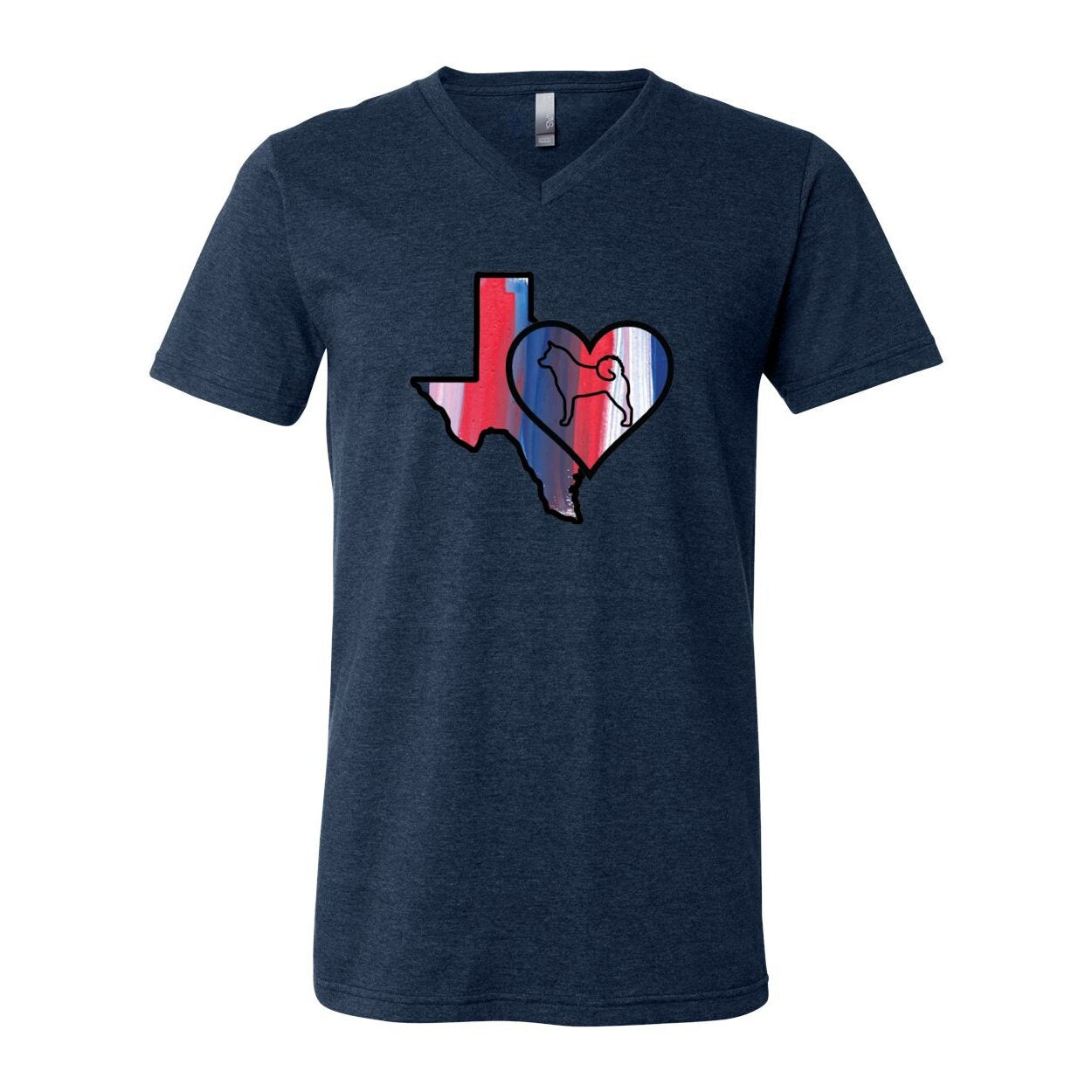 Texas Heart Akita Unisex Short Sleeve V-Neck Jersey Tee