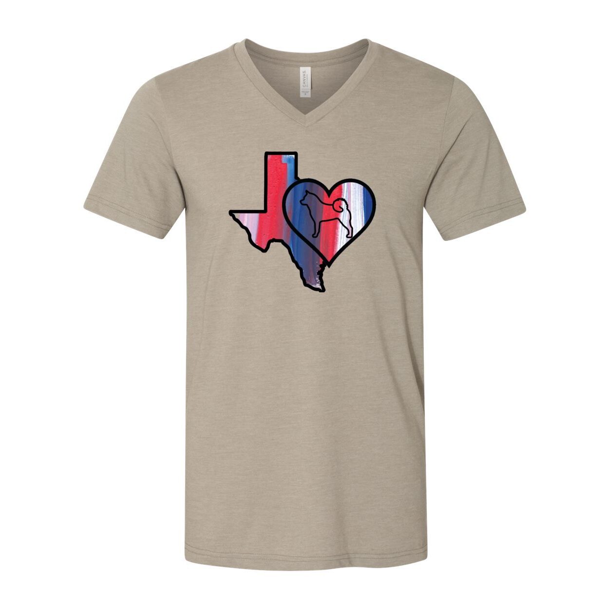 Texas Heart Akita Unisex Short Sleeve V-Neck Jersey Tee