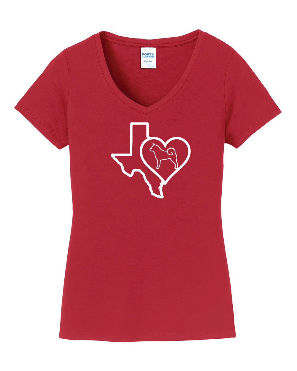 Texas Heart Akita LPC450V Port & Company® Ladies Fan Favorite™ V-Neck Tee