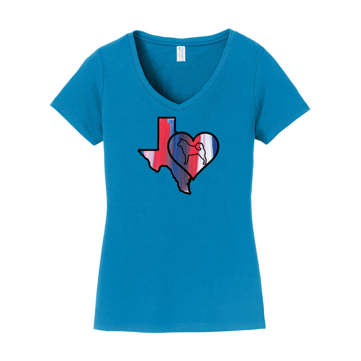 Texas Heart Akita LPC450V Port & Company® Ladies Fan Favorite™ V-Neck Tee