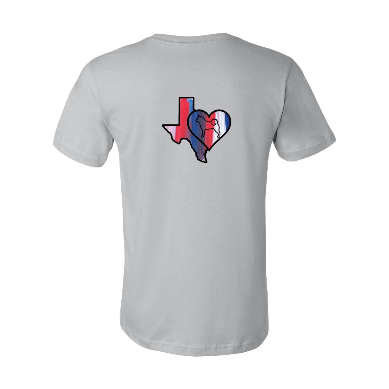 Texas Heart Akita Front/Back Unisex Short Sleeve Jersey Tee