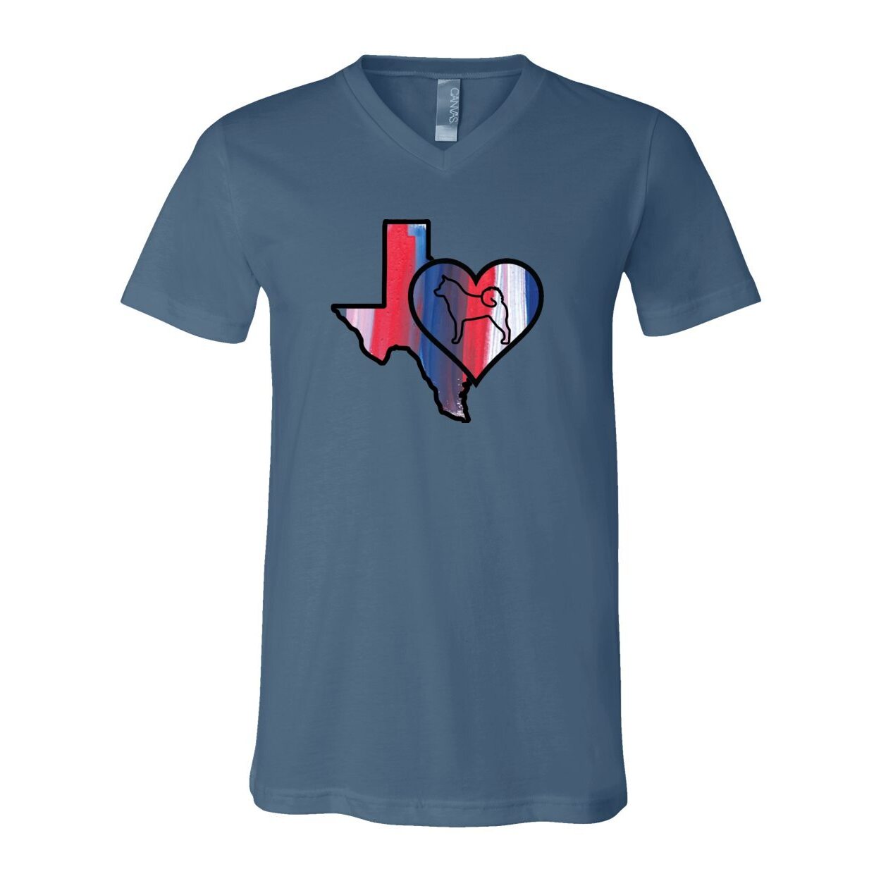 Texas Heart Akita Unisex Short Sleeve V-Neck Jersey Tee