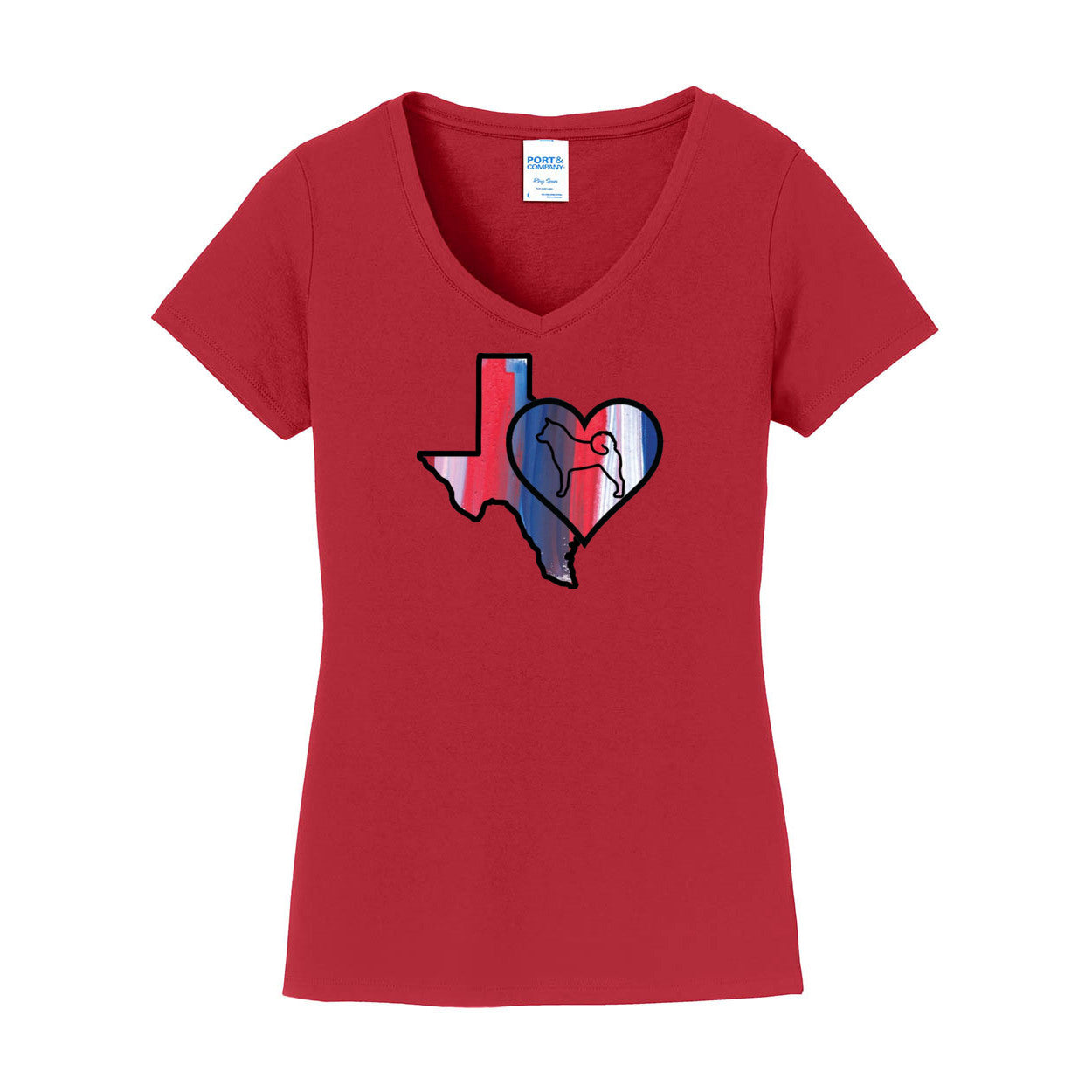 Texas Heart Akita LPC450V Port & Company® Ladies Fan Favorite™ V-Neck Tee