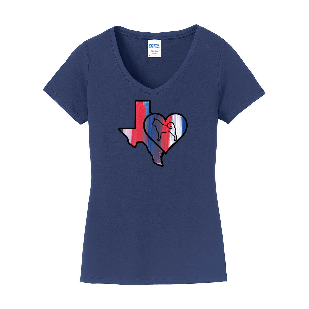 Texas Heart Akita LPC450V Port & Company® Ladies Fan Favorite™ V-Neck Tee
