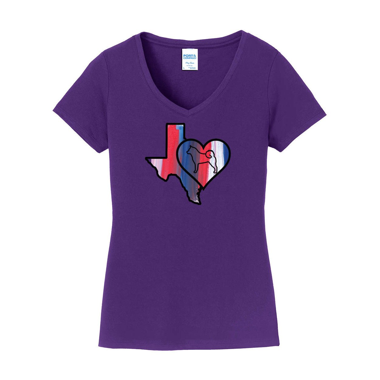 Texas Heart Akita LPC450V Port & Company® Ladies Fan Favorite™ V-Neck Tee