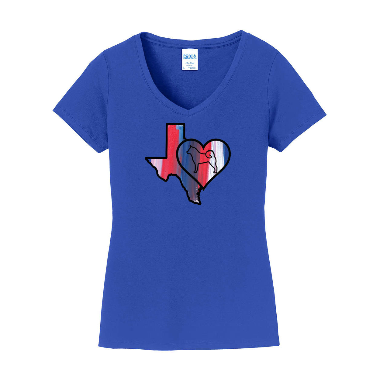 Texas Heart Akita LPC450V Port & Company® Ladies Fan Favorite™ V-Neck Tee