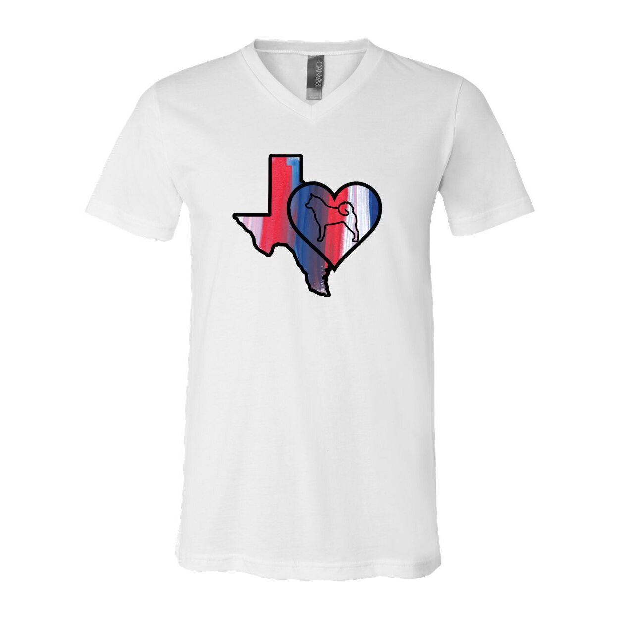 Texas Heart Akita Unisex Short Sleeve V-Neck Jersey Tee