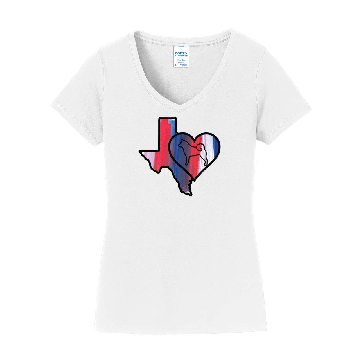Texas Heart Akita LPC450V Port & Company® Ladies Fan Favorite™ V-Neck Tee