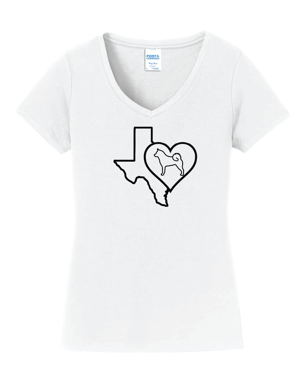 Texas Heart Akita LPC450V Port & Company® Ladies Fan Favorite™ V-Neck Tee