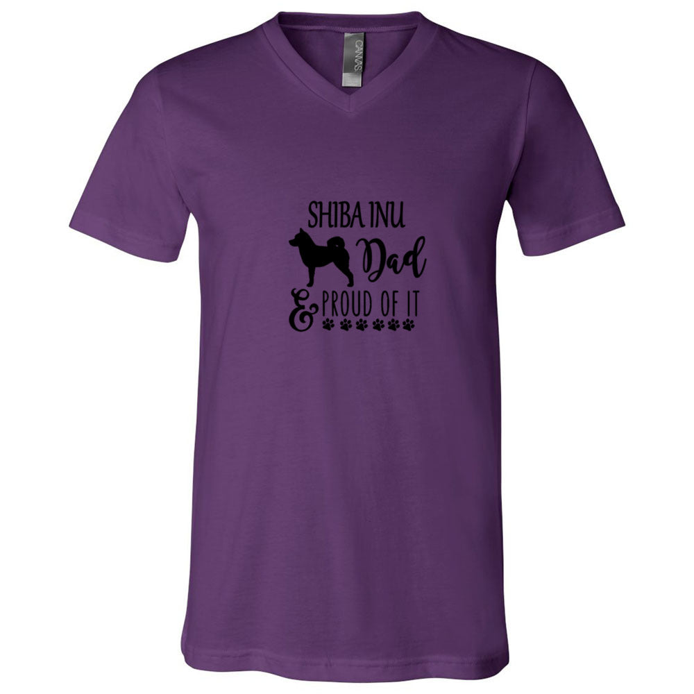 Shiba Dad Proud Unisex SS V-Neck Jersey Tee - WagALotBowWow