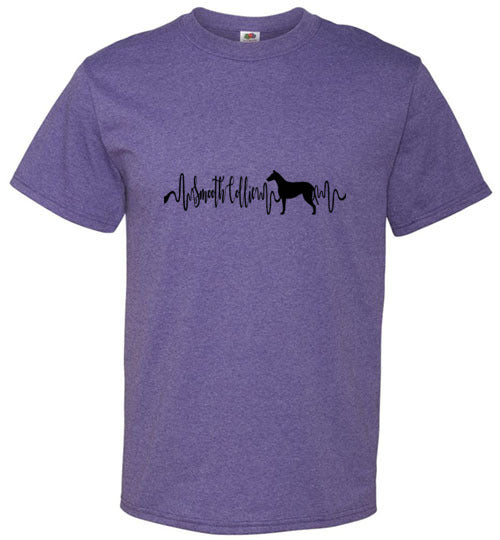 Smooth Collie Heartbeat Unisex Short Sleeve Shirt Black - WagALotBowWow