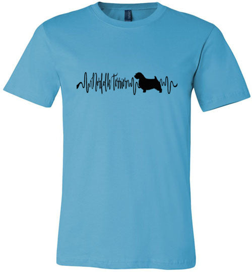 Norfolk Terrier Heartbeat Unisex Short Sleeve TShirt Black - WagALotBowWow