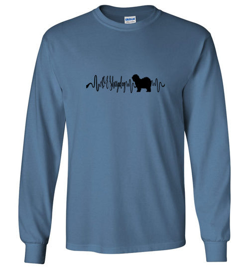 Old English Sheepdog Gildan Unisex Long Sleeve T-Shirt Black - WagALotBowWow