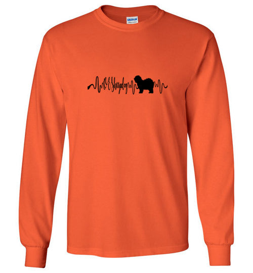 Old English Sheepdog Gildan Unisex Long Sleeve T-Shirt Black - WagALotBowWow