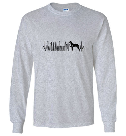 Scottish Deerhound Heartbeat Unisex Long Sleeve T-Shirt - WagALotBowWow