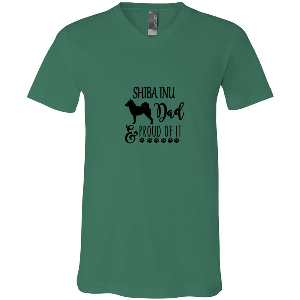 Shiba Dad Proud Unisex SS V-Neck Jersey Tee - WagALotBowWow