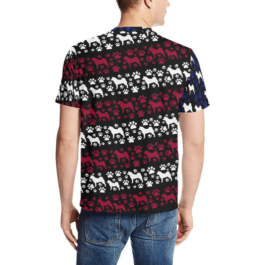 Akita USA Strips All Over Print T-Shirt - WagALotBowWow