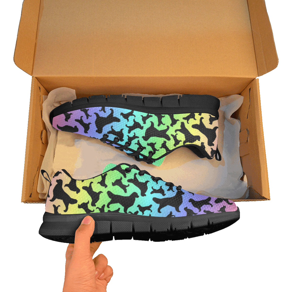 Golden Silhouette Athletic Shoe Color Fade with Black Sole - WagALotBowWow