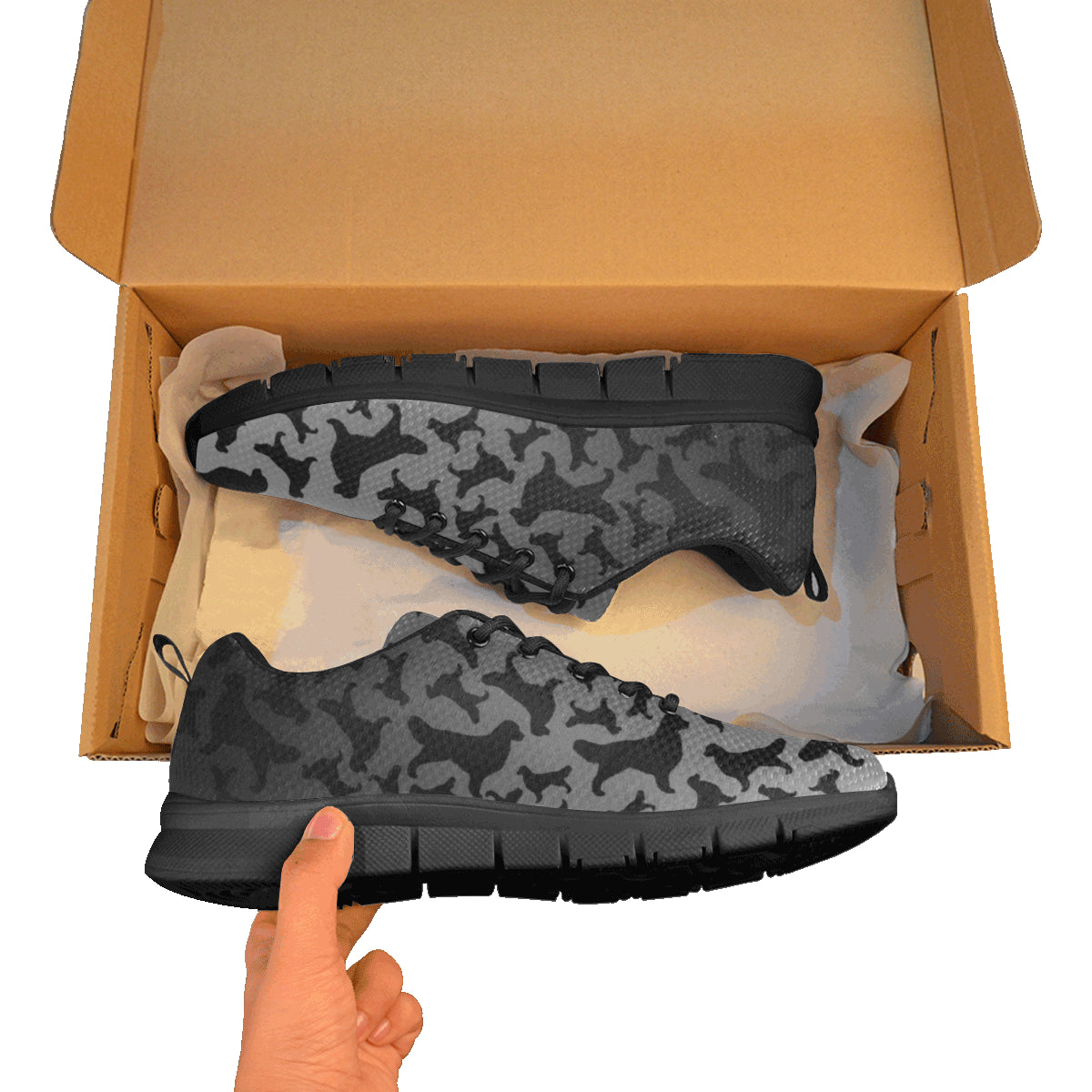 Golden Silhouette Athletic Shoe Color Fade with Black Sole - WagALotBowWow