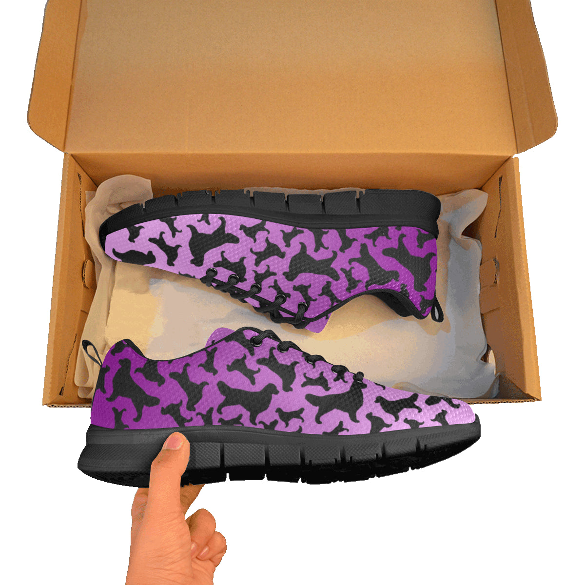 Golden Silhouette Athletic Shoe Color Fade with Black Sole - WagALotBowWow