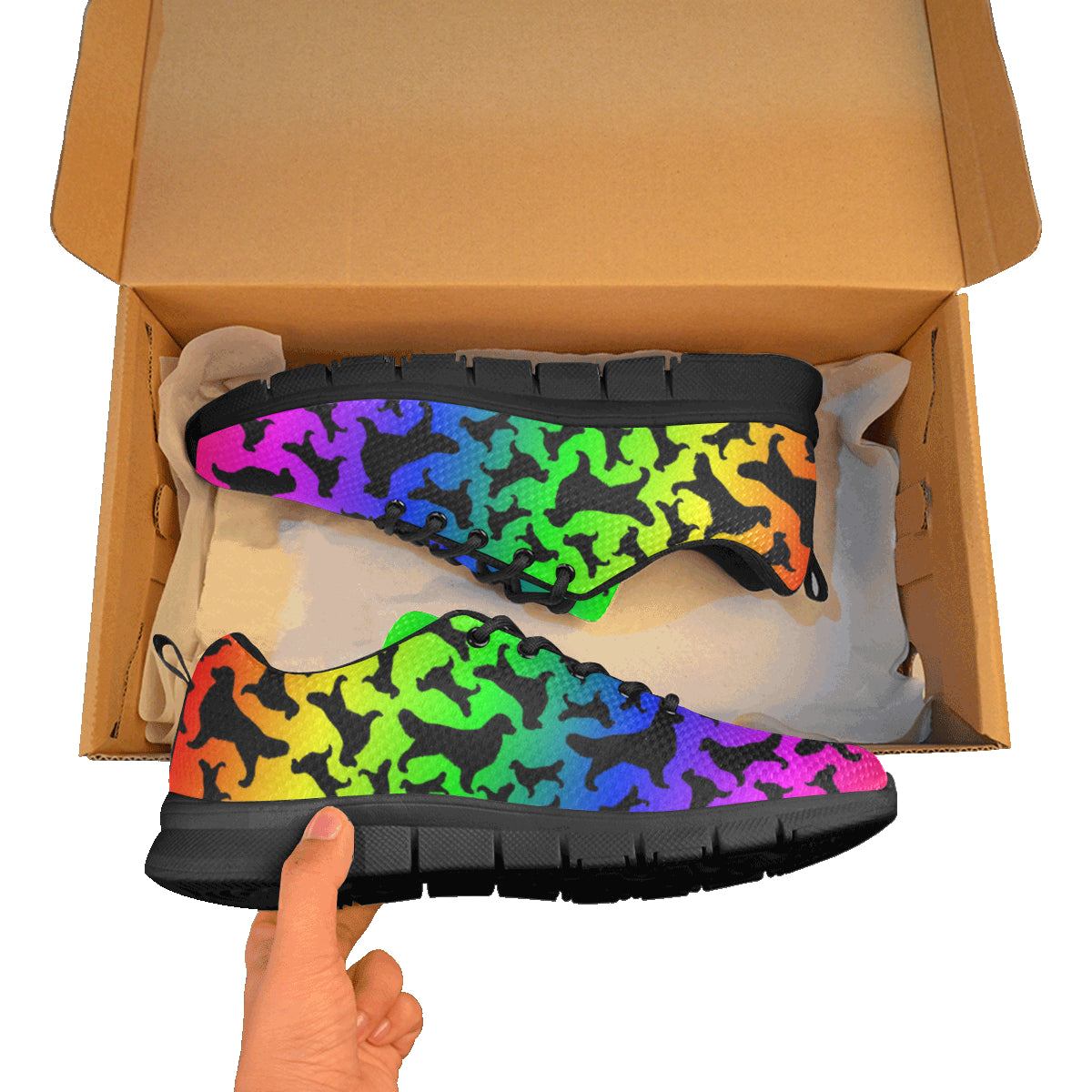 Golden Silhouette Athletic Shoe Color Fade with Black Sole - WagALotBowWow