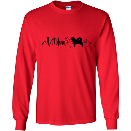 Malamute Heartbeat Black Unisex Long Sleeve T-Shirt - WagALotBowWow
