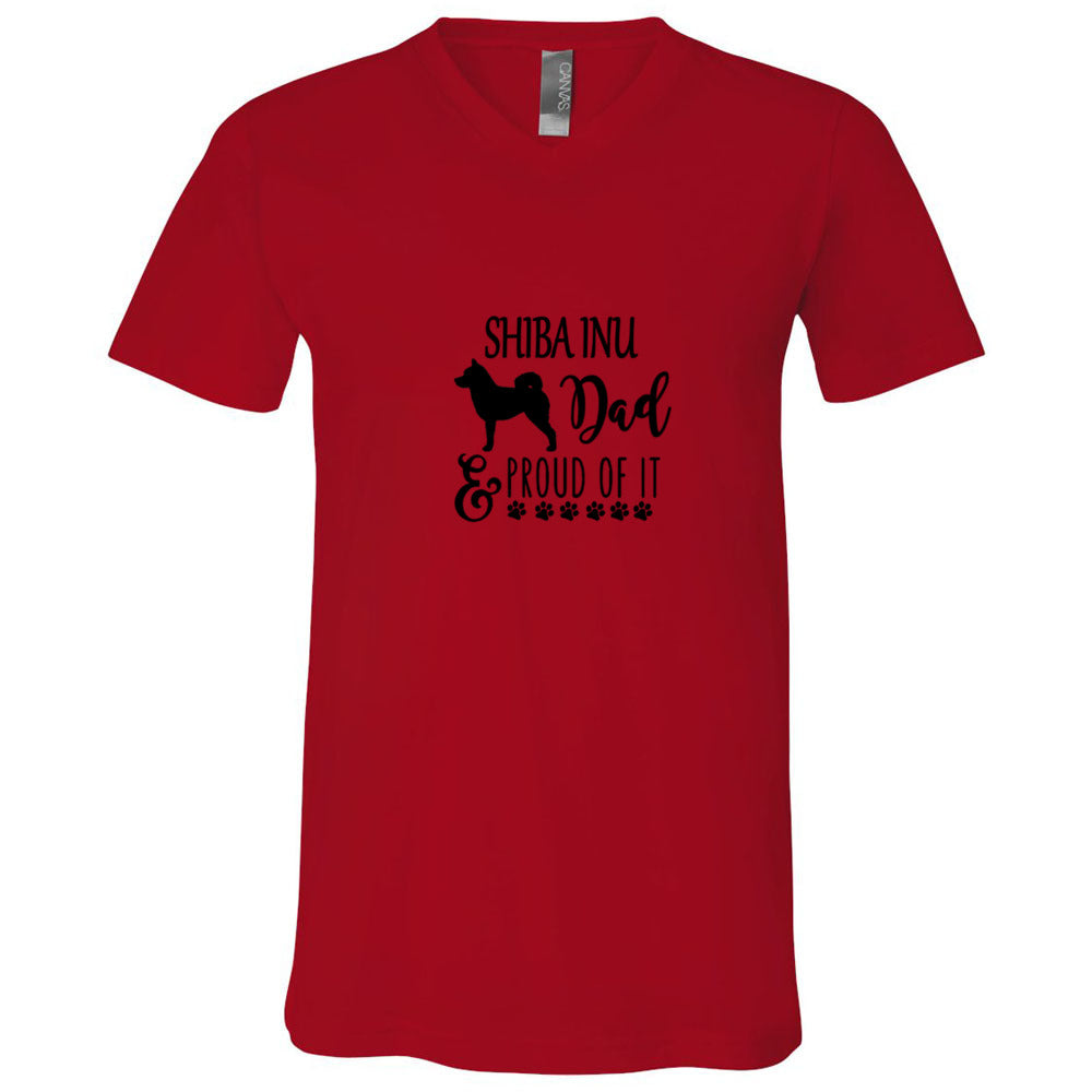 Shiba Dad Proud Unisex SS V-Neck Jersey Tee - WagALotBowWow