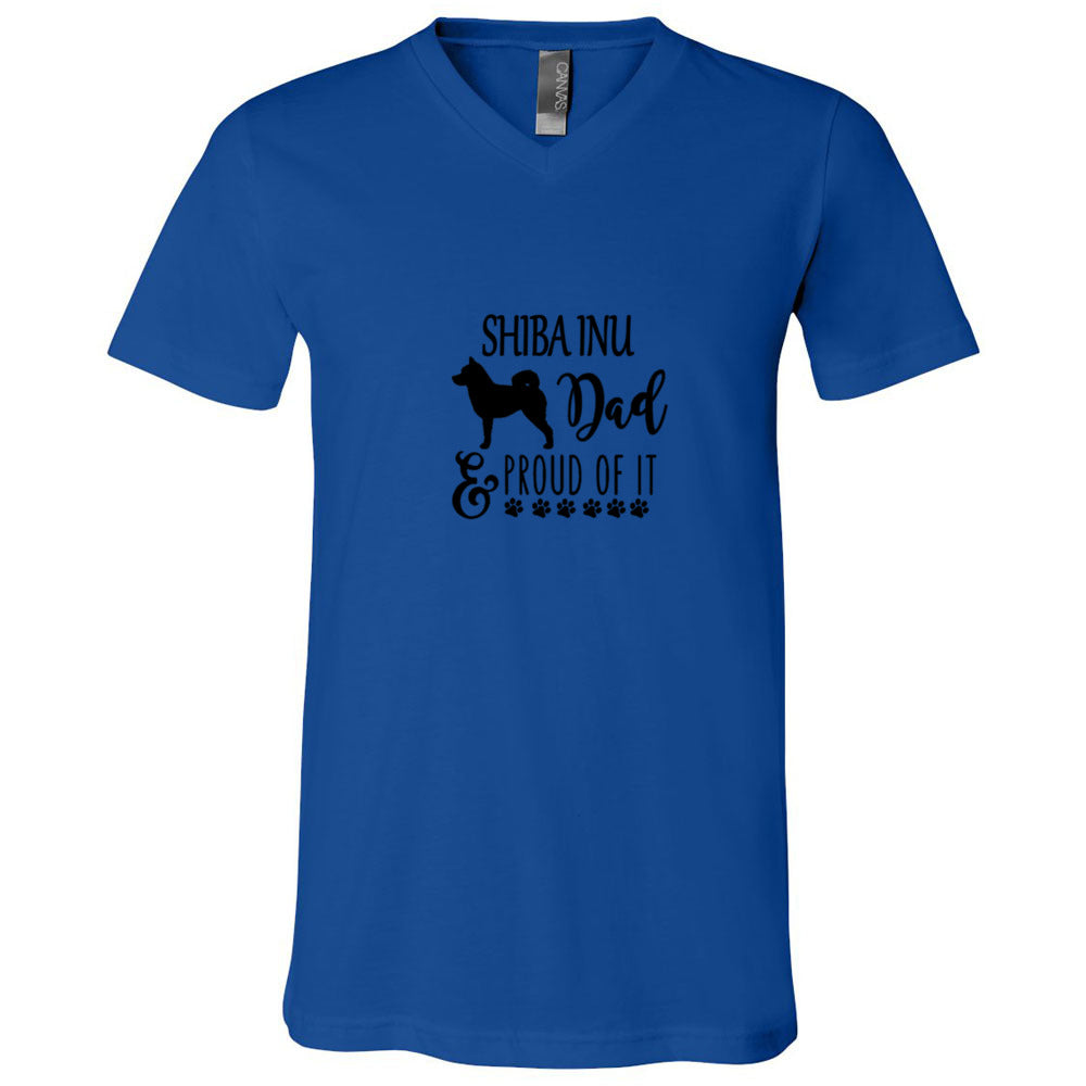 Shiba Dad Proud Unisex SS V-Neck Jersey Tee - WagALotBowWow
