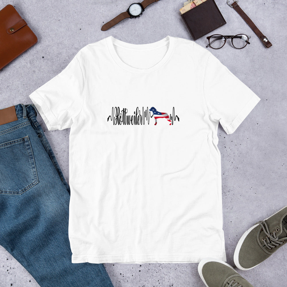Rottweiler Heartbeat USA Short-Sleeve Unisex T-Shirt