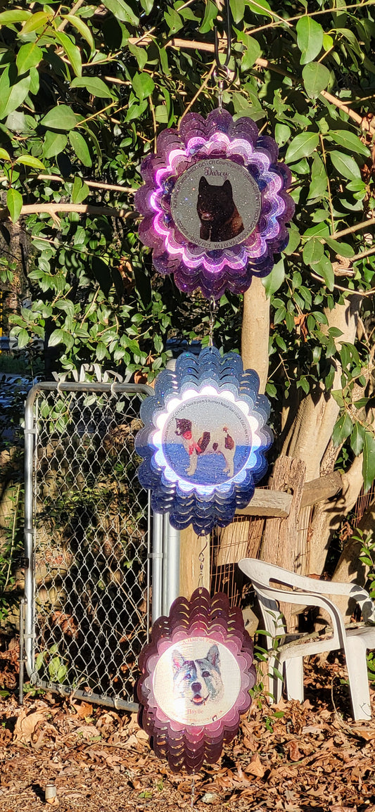 dogs picture on custom stainless steel wind spinner