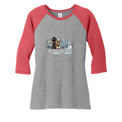 Poodle & CC Tis The Season Winter DM136L District ® Women’s Perfect Tri ® 3/4-Sleeve Raglan