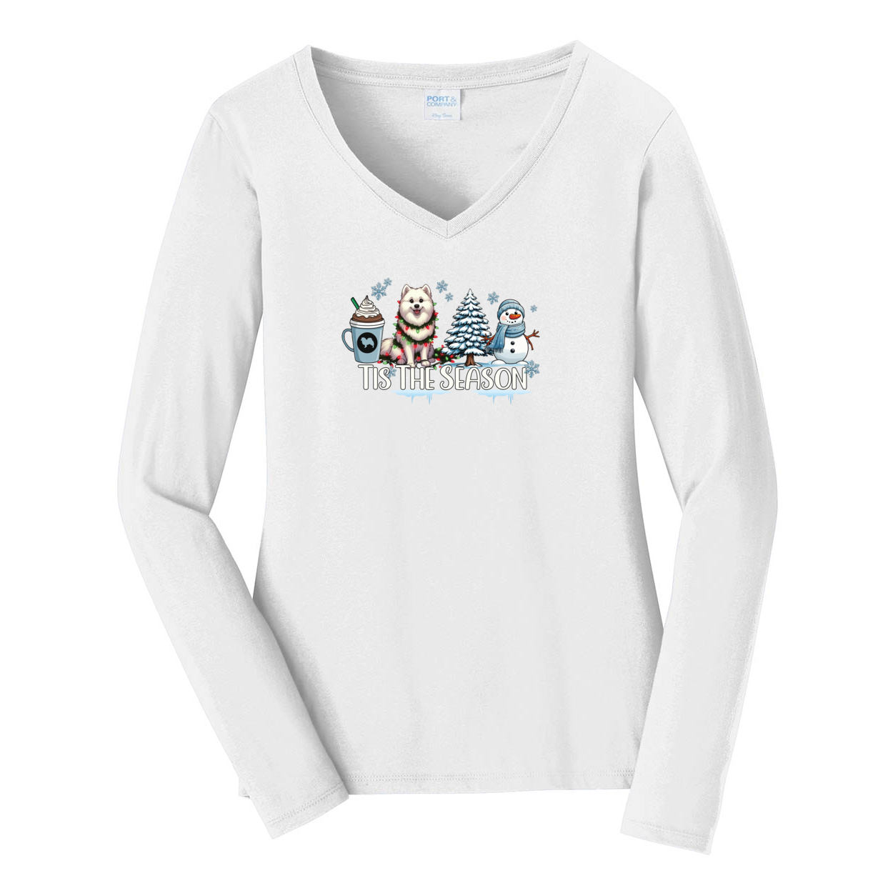 Am Eskimo Tis The Season Winter Port & Company® Ladies Long Sleeve Fan Favorite™ V-Neck Tee LPC450VLS